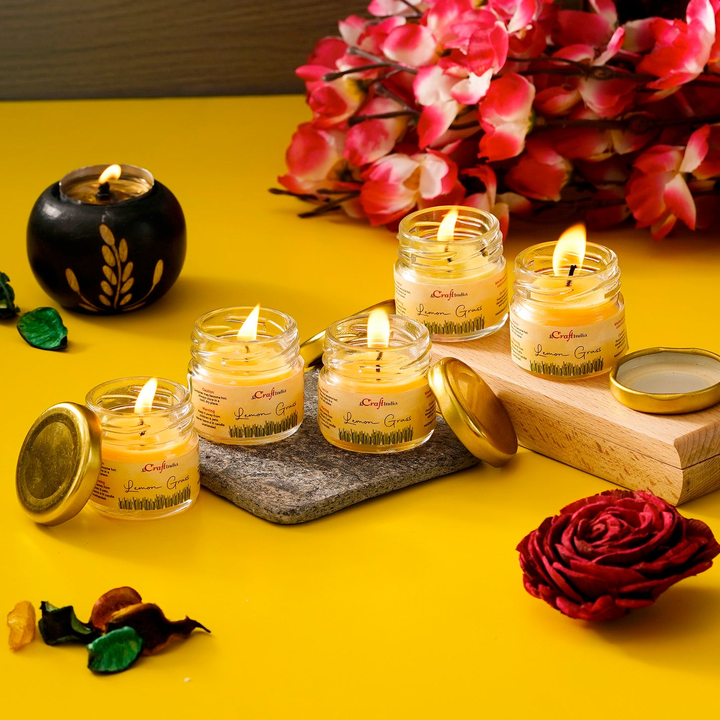 Scented Minijar Candle(Lemon Grass 5 candles)